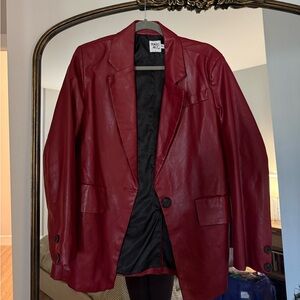 Princess Polly XS/S burgundy faux leather blazer